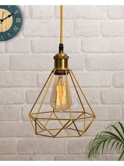 Homesake - Golden Metal Cage Pendant Antique Holder