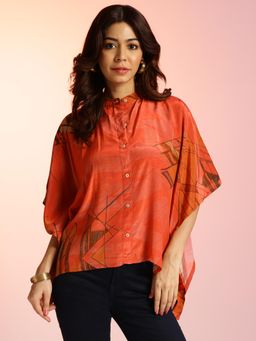 Navyasa By Liva - Blue Liva Satin Printed Kaftan