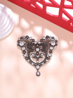 Cosa Nostraa - Grey Victorian Heart Brooch