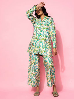 Libas - Womens Beige Floral Printed Co-Ord (Set of 2)