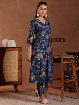 Libas - Womens Navy Blue Floral Co-Ord (Set of 2)