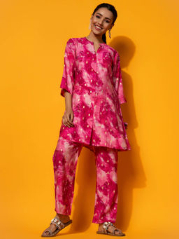 Libas - Womens Pink Printed Co-Ord (Set of 2)