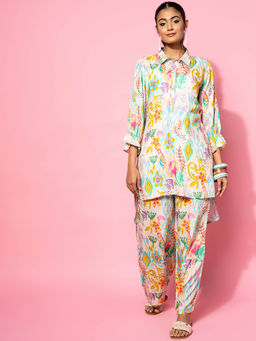 Libas - Womens Multi-Color Floral Printed Co-Ord (Set of 2)