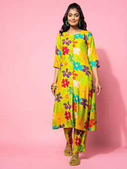 Libas - Womens Multi-Color Floral Printed Co-Ord (Set of 2)