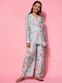 Libas - Womens Blue Printed Co-Ord (Set of 2)