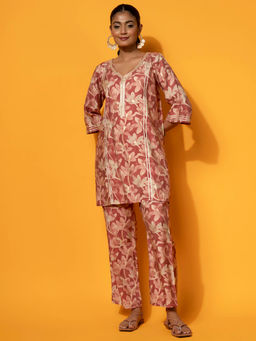 Libas - Womens Pink Floral Co-Ord (Set of 2)