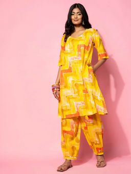 Libas - Womens Yellow Printed Co-Ord (Set of 2)