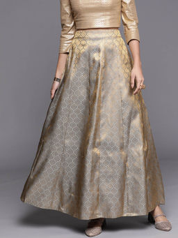 Libas - Womens Grey Embroidered Skirt
