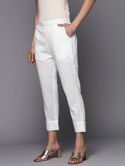 Libas - Womens White Solid Pant