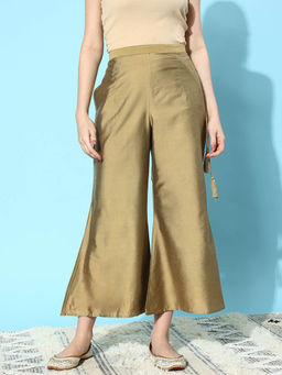 Libas - Womens Gold Solid Palazzo