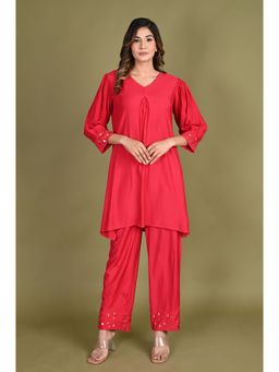 Do Dhaage - Solid Pink Pleated Co-Ord (Set of 2)