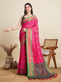 Buy URBAN PALLU Grey Patola Silk Blend Woven Design Saree Online