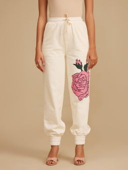 Kazo - Beige Printed Joggers