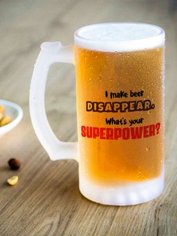 Indigifts - Printed Beer Mug Beer Disappear Fear Quotes Printed Beer Mug