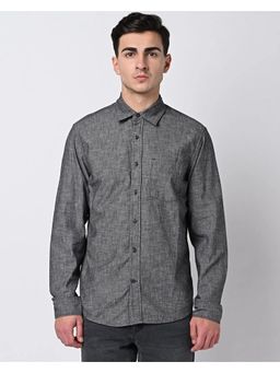 GAP - Grey Men Self-Design Spread Collar Shirt