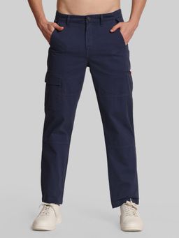 Bene Kleed - Men Navy Blue Mid-Rise Straight Fit Cargos