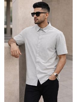Parcel Yard - Grey Button-Down Collar Cotton Blend Shirt