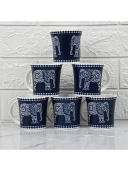 Femora - Majestic Elephant Ceramic Coffee & Tea Cup 160ml, Blue