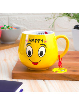 Femora - Ceramic Coffee Mug Printed Smiley Emoji| 380ml Gift for Loved ones (Joy Face)