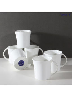 Femora - Desh ki Mitti Glossy White Ceramic Tea Cups, Coffee Mugs, Set of 6 pcs, 160ml