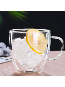 Femora - Double Wall Crystal Glass Tea Cup, Coffee Mug -170ml (Single Piece)