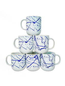 Femora - Marble Print Design Ceramic Coffee Mug, Tea Cups 180ml, Blue On White