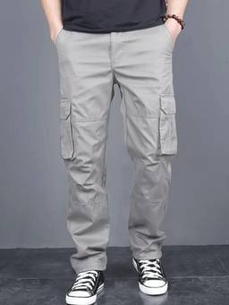Oh Rare - Men Grey Relaxed Fit Cargo
