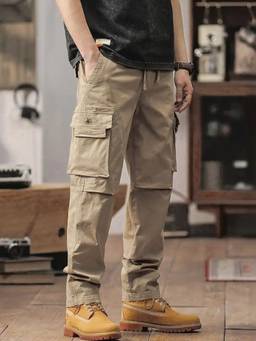 Oh Rare - Men Khaki Relaxed Fit Cargo