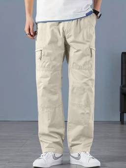 Oh Rare - Men Off White Relaxed Fit Cargo