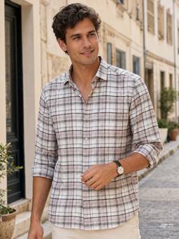 Nobero - Men Pink Checks Regular Fit Shirt