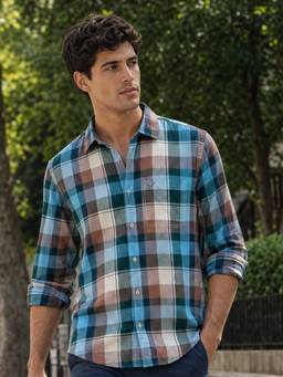 Nobero - Men Multi-Color Checks Regular Fit Shirt