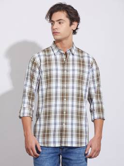 Being Human - Brown Regular Fit Collar Checks Shirt