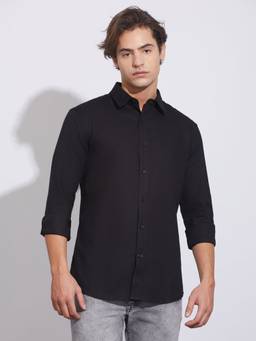 Being Human - Black Solid Regular Fit Shirt