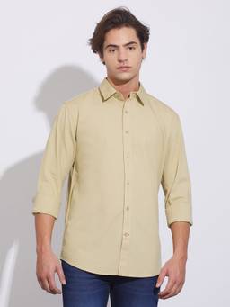 Being Human - Beige Solid Regular Fit Shirt