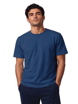 Van Heusen - Men Navy Blue Cotton Solid T-shirt