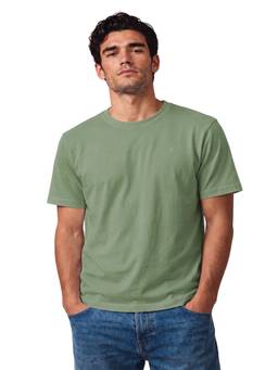 Van Heusen - Men Green Cotton Solid T-shirt