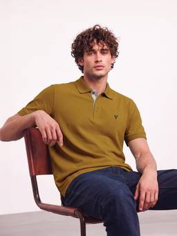 Van Heusen - Men Mustard Solid Ultra Soft Regular Fit Polo T-shirt