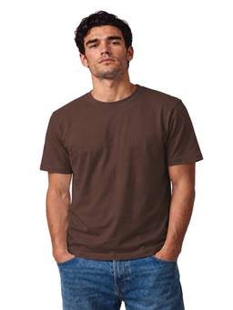 Van Heusen - Men Coffee Brown Cotton Solid T-shirt