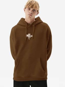 MANIAC - Men Brown Printed Full Sleeves Hoodie
