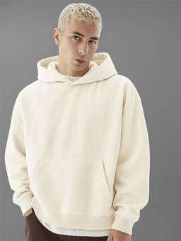 MANIAC - Men Cream Solid Full Sleeves Hoodie
