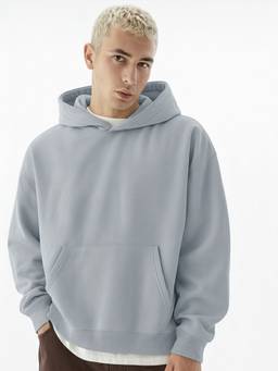 MANIAC - Men Light Grey Solid Full Sleeves Hoodie