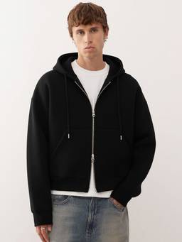 MANIAC - Men Black Solid Dual Zipper Hoodie
