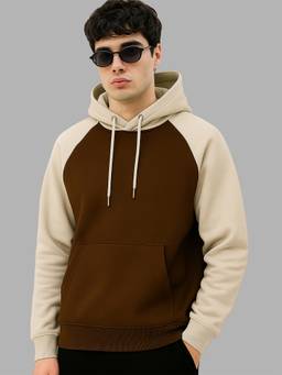 MANIAC - Men Brown Colorblock Hoodie