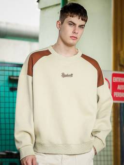 MANIAC - Men Cream-Brown Colorblock Sweatshirt
