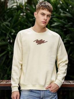 MANIAC - Men Cream Brush Stroke Sweatshirt
