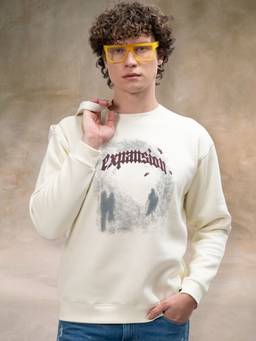 MANIAC - Men Off White Printed Sweatshirt