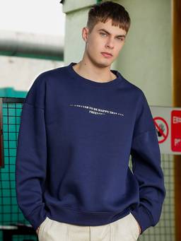 MANIAC - Men Navy Blue Text Printed Sweatshirt