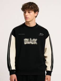 MANIAC - Men Black Colorblock Sweatshirt