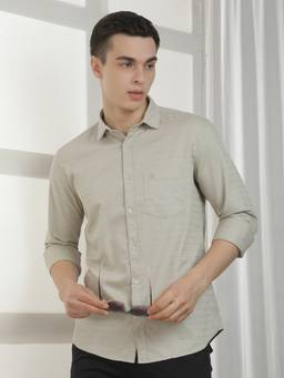 CRIMSOUNE CLUB - Men Grey Horizontal Stripes Shirt