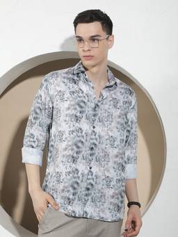 CRIMSOUNE CLUB - Men Grey Printed Shirt